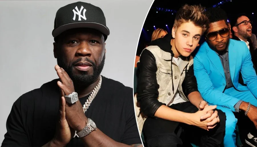 50 cent adds to the buzz after a viral photo of justin bieber and usher sparks reactions