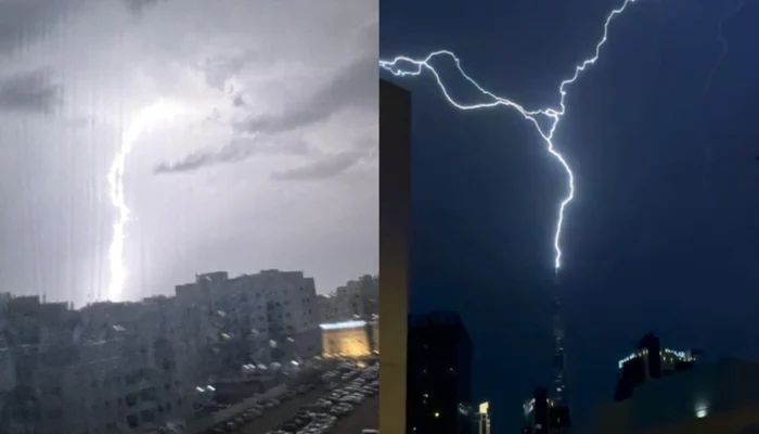 powerful thunderstorms illuminate uae skies