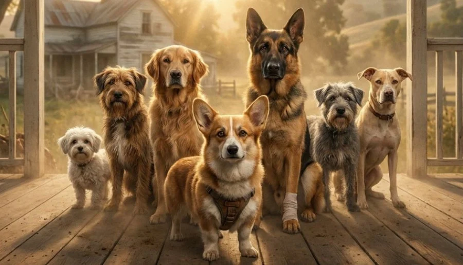 seven dogs escape in china and help protect their injured companion on the way home