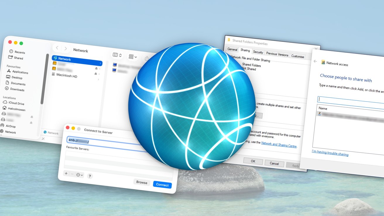 how to share files from macos tahoe to windows pcs