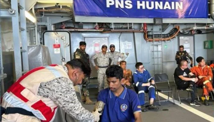 pakistan navy rescues 18 crew members, including foreign nationals, in the arabian sea